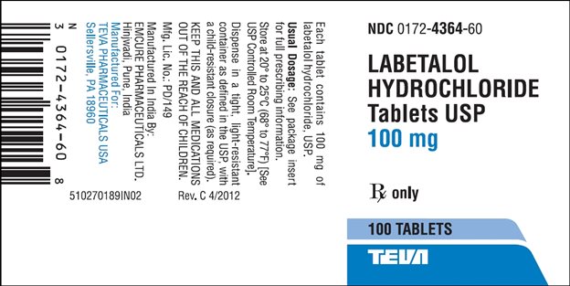 Labetalol Hydrochloride Tablets USP 100mg 100s Label