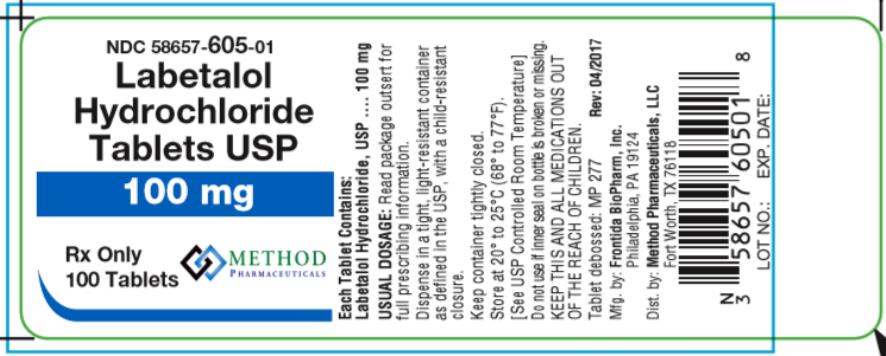 NDC 58657-605-01
Labetalol
Hydrochloride
Tablets USP
100 mg
Rx Only
100 Tablets 
