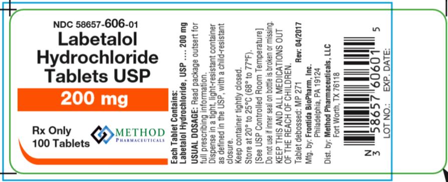 NDC 58657-606-01
Labetalol
Hydrochloride
Tablets USP
200 mg
Rx Only
100 Tablets 
