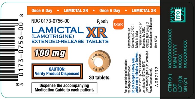 Lamictal XR 250 mg tablet 30 count label