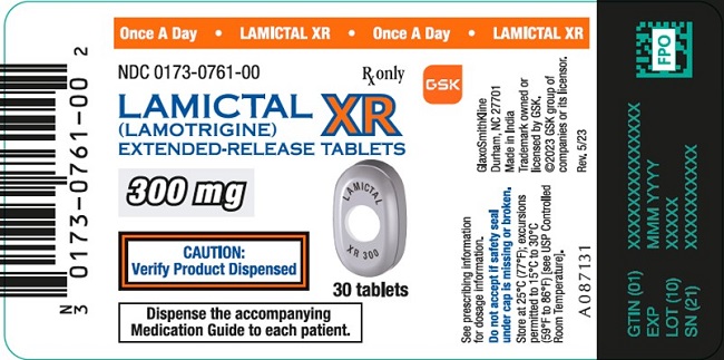 Lamictal XR 300 mg tablet 30 count label