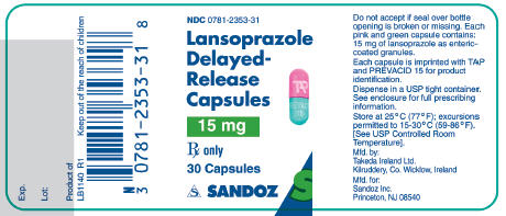 PRINCIPAL DISPLAY PANEL - 15 mg, 100 CapsuleLabel