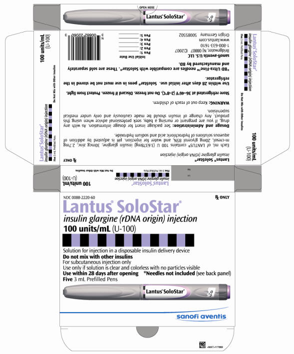 PRINCIPAL DISPLAY PANEL - LantusSoloStar 3mL-5 Count Carton