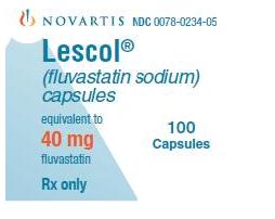 PRINCIPAL DISPLAY PANEL
Package Label – 40 mg
Rx Only		NDC 0078-0234-05
Lescol® (fluvastatin sodium) capsules
equivalent to 40 mg fluvastatin
100 Capsules