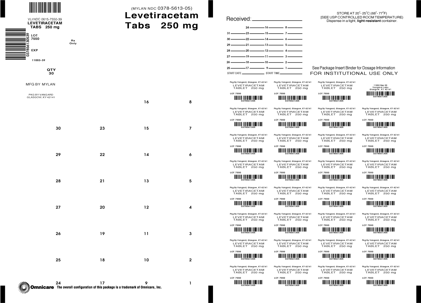 Principal Display Panel-Levetiracetam Tablets, USP 250mg