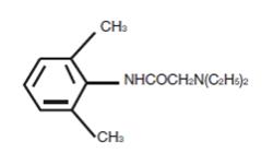 Lidocaine, an amide local anesthetic, is chemically designated as acetamide,2-(diethylamino)-N-(2,6-dimethylphenyl) and has an octanol: water partition ratio of 182 at pH 7.3.
The molecular weight of lidocaine is 234.3, and the molecular formula is C14H22N2O. The structural formula is:
