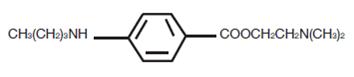 Tetracaine, an ester local anesthetic, is chemically designated as 2-dimethylaminoethyl 4-n-butyl-aminobenzoate and has an octanol: water partition ratio of 5370 at pH 7.3. The molecular weight of tetracaine is 264.4, and the molecular formula is C15H24N2O2. The structural formula is: