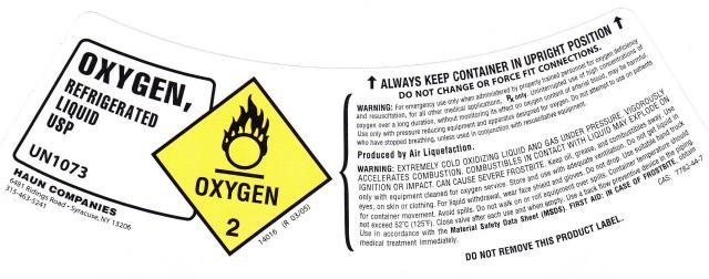 liquid oxygen label