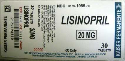 Lisinopril 20mg Label