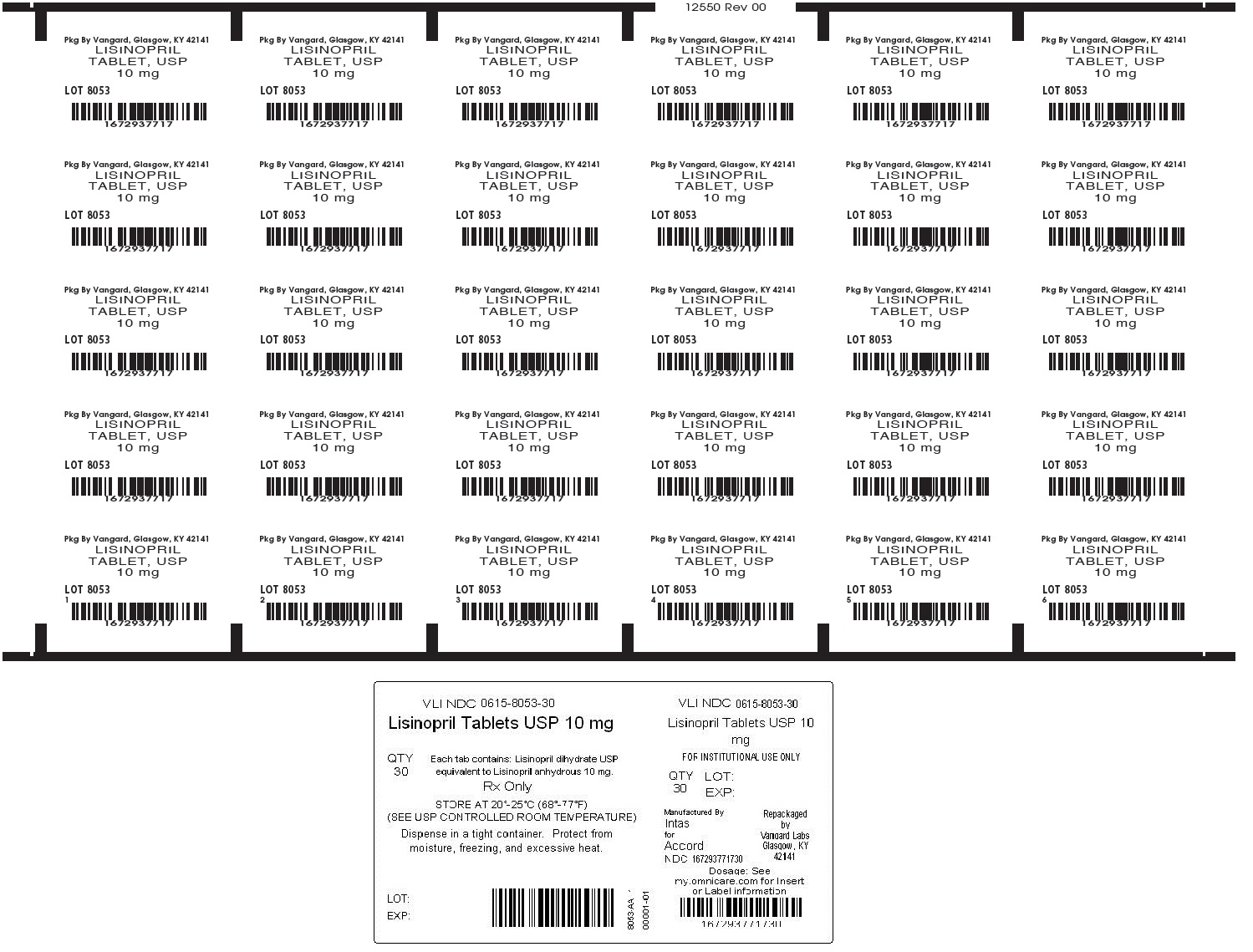 Lisinopril 10mg unit dose label