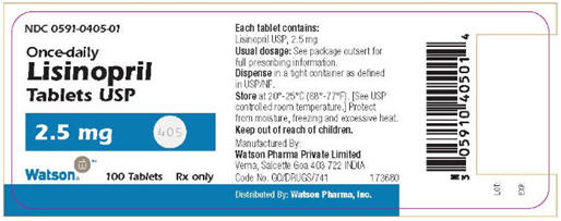 PRINCIPAL DISPLAY PANEL NDC 0591-0405-01 Once-daily Lisinopril Tablets USP 2.5mg