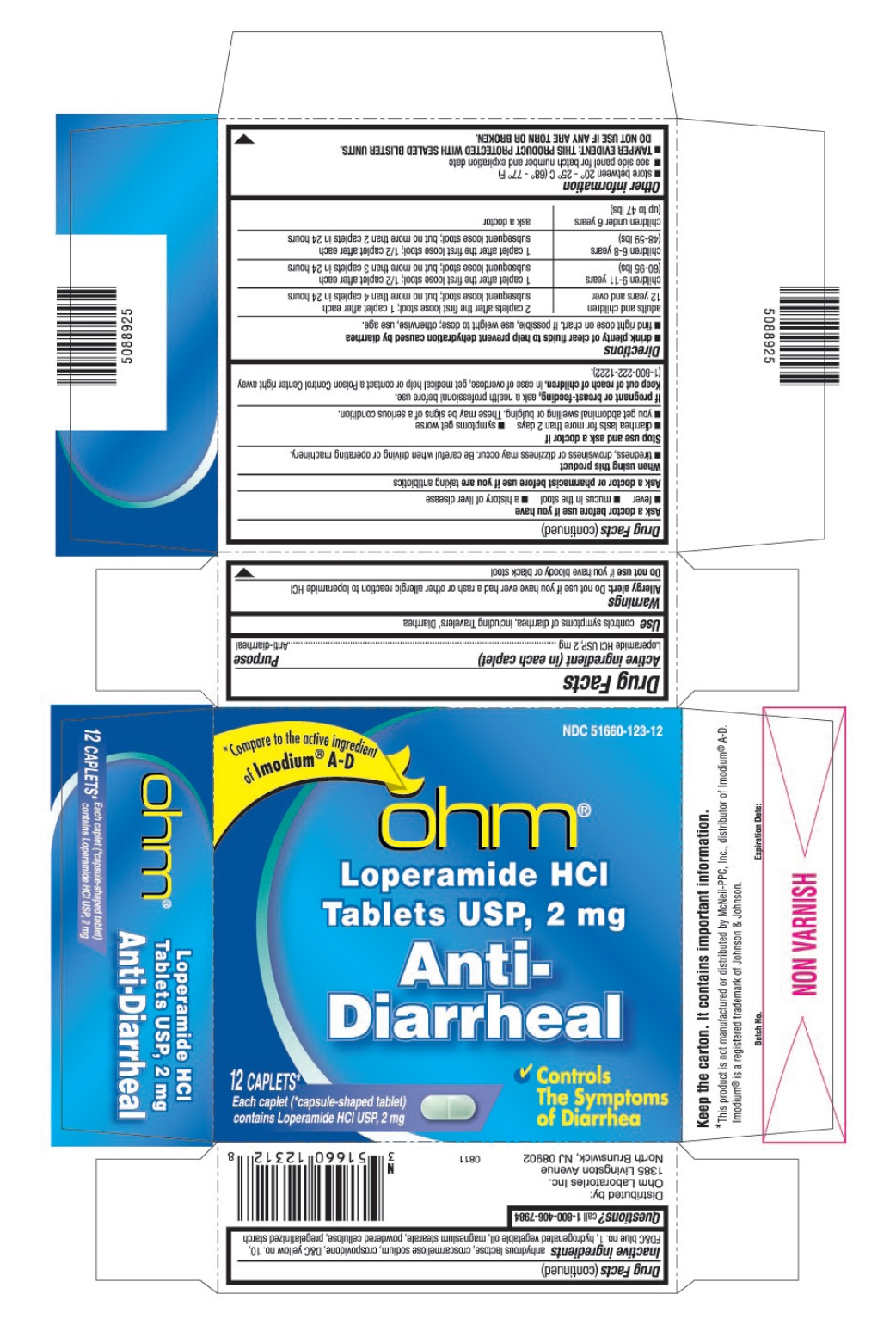 This is the 12 count blister carton label for Loperamide hydrochloride tablets.