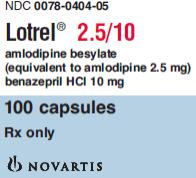 PRINCIPAL DISPLAY PANEL
Package Label – 2.5 / 10 mg
Rx Only		NDC 0078-0404-05
Lotrel® 
amlodipine besylate
(equivalient to amlodipine 2.5 mg)
benazepril HCL 10 mg
100 capsules