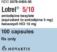 PRINCIPAL DISPLAY PANEL
Package Label – 5/ 10 mg
Rx Only		NDC 0078-0405-05
Lotrel® 
amlodipine besylate
(equivalient to amlodipine 5 mg)
benazepril HCL 10 mg
100 capsules