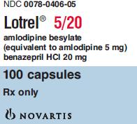 PRINCIPAL DISPLAY PANEL
Package Label – 5/ 20 mg
Rx Only		NDC 0078-0406-05
Lotrel® 
amlodipine besylate
(equivalient to amlodipine 5 mg)
benazepril HCL 20 mg
100 capsules