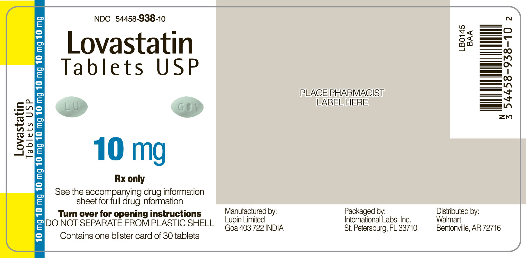 Lovastatin 10 mg Front Label