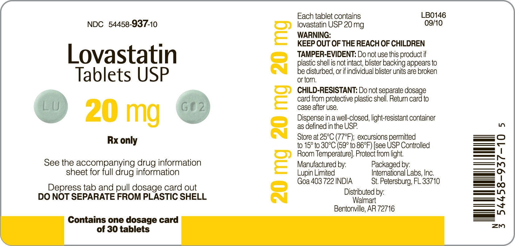 Lovastatin 20 mg Front Label