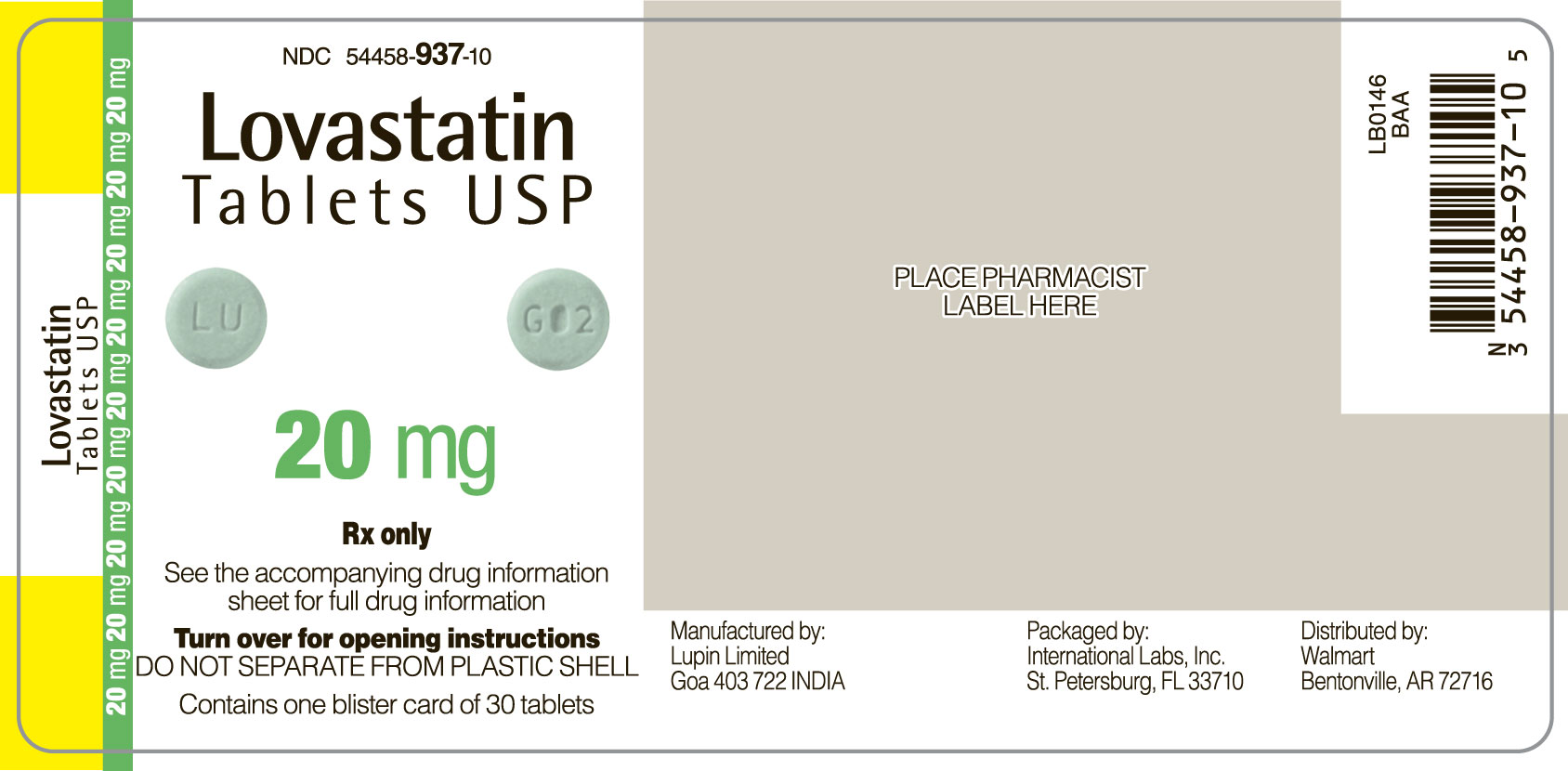 Lovastatin 20 mg Front Label