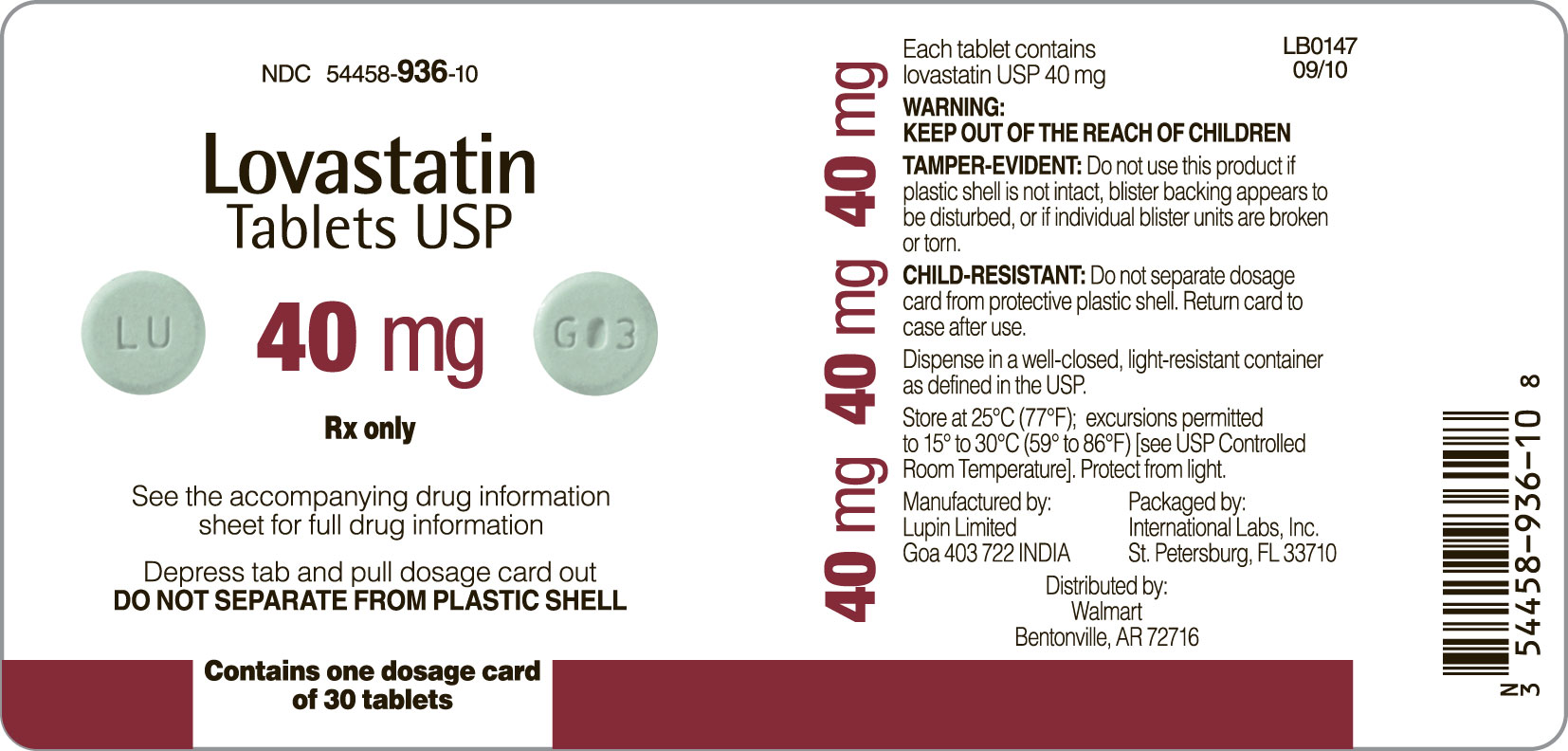 Lovastatin 40 mg Front Label
