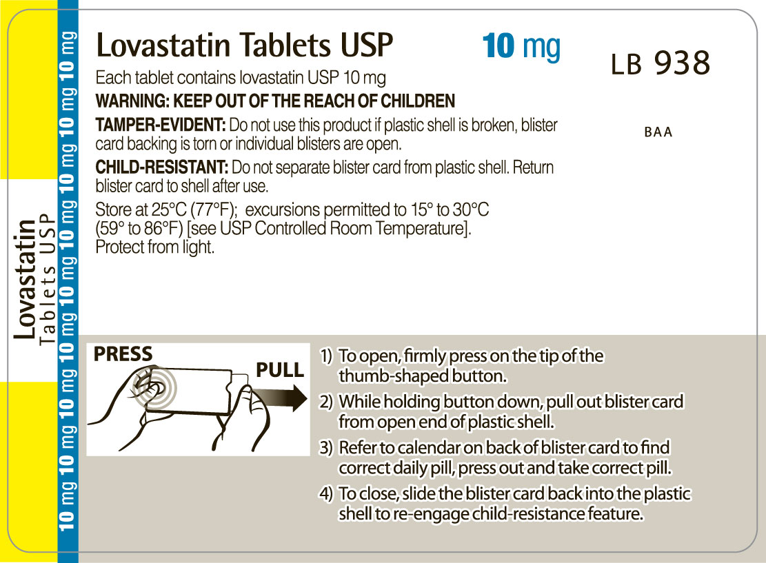 Lovastatin 20 mg Back Label
