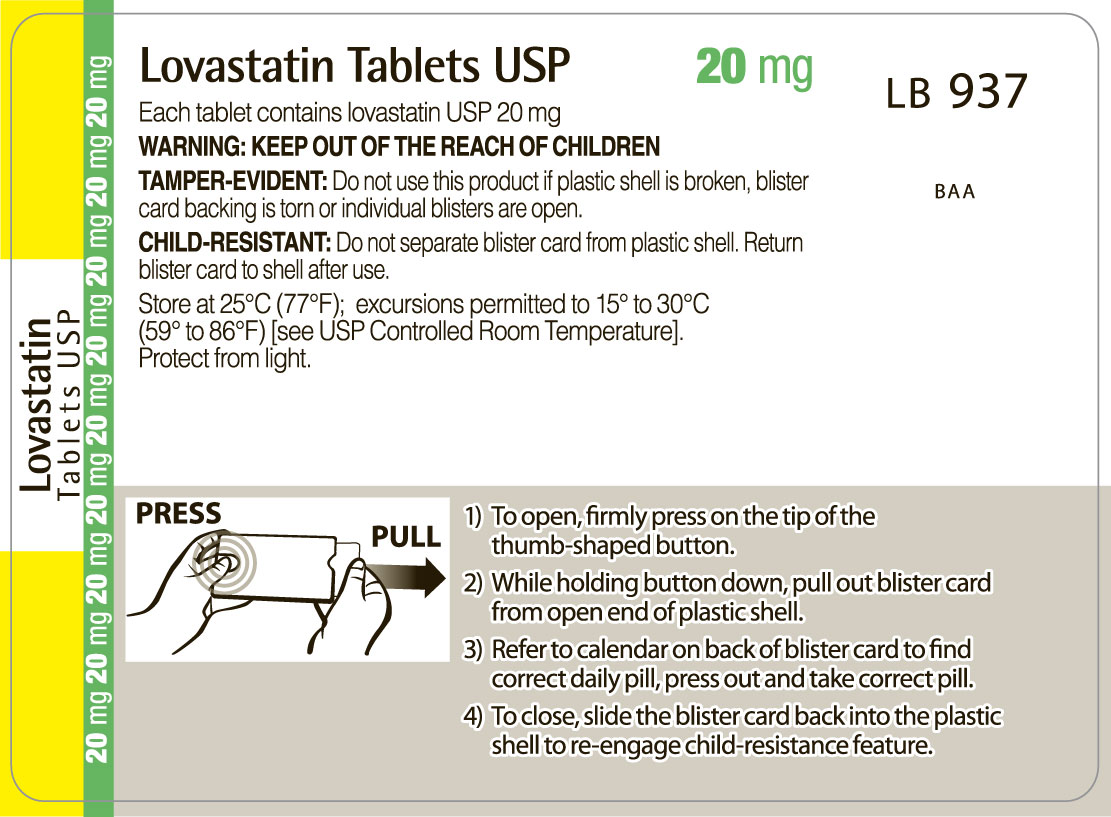 Lovastatin 40 mg Back Label