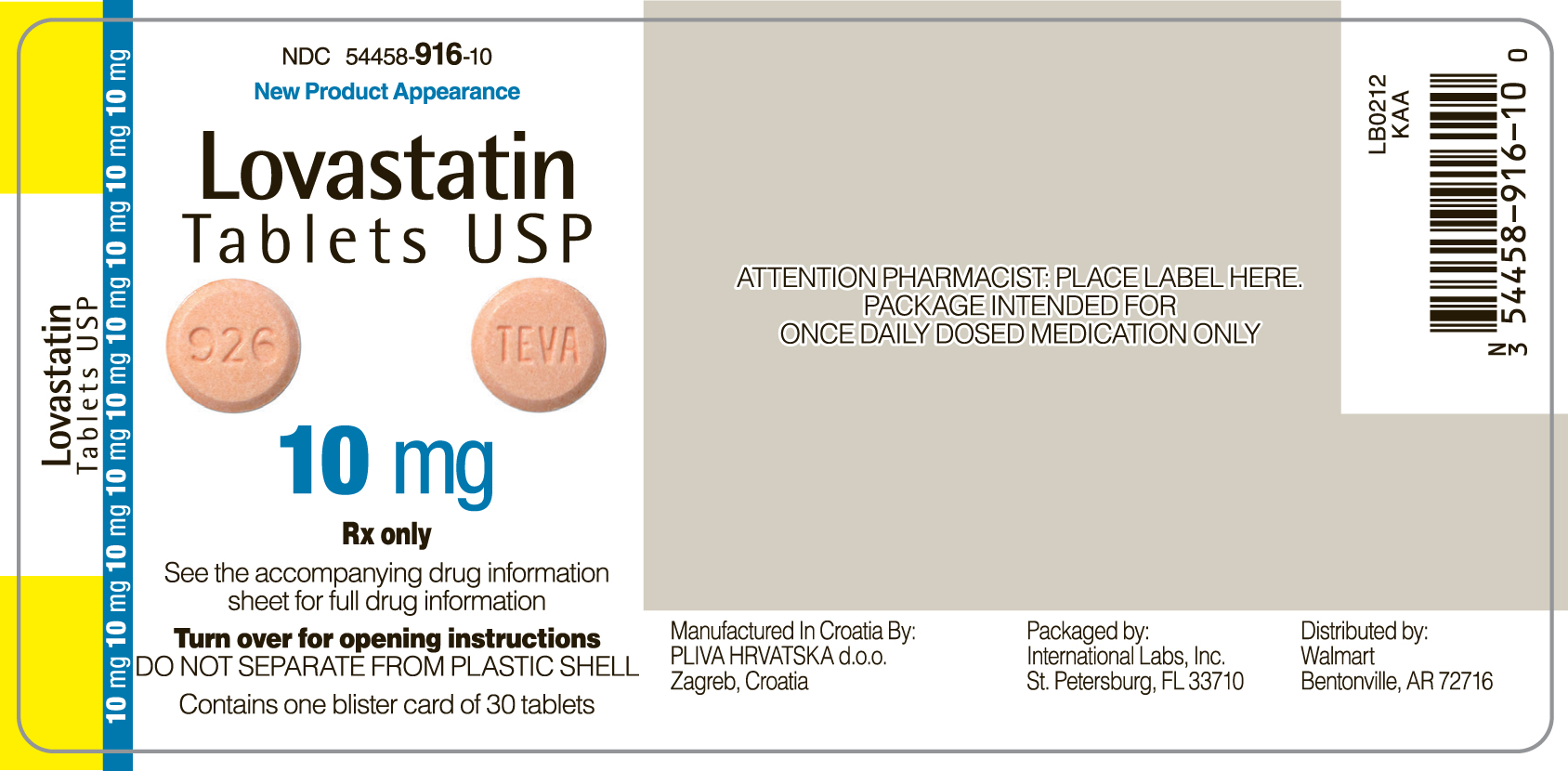 Lovastatin 10 mg front label