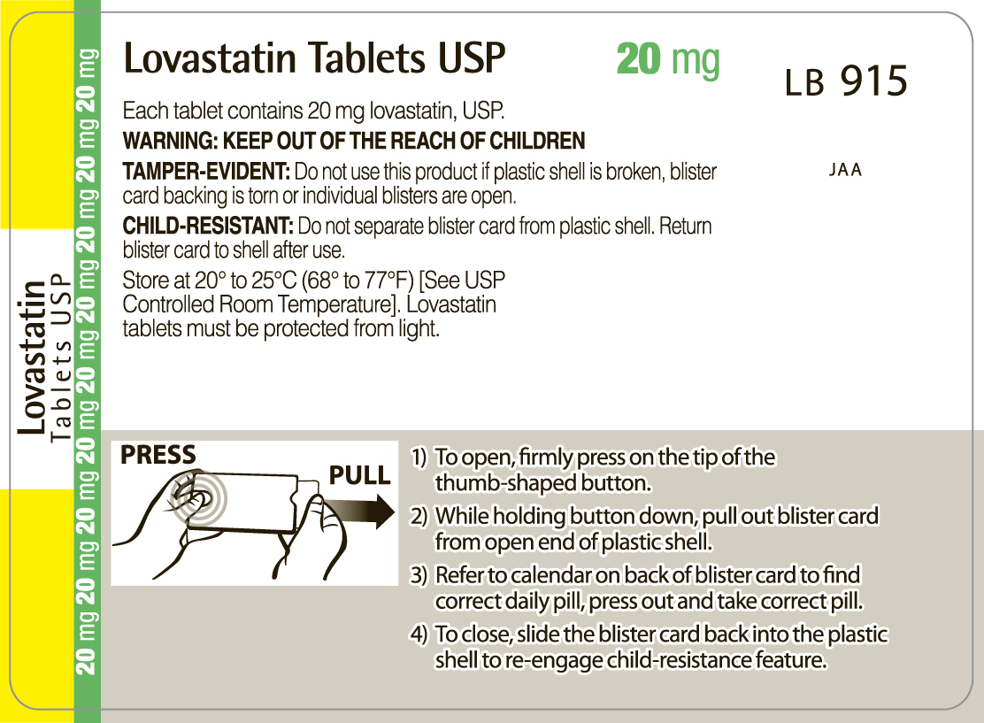 Lovastatin 20 mg (back label)