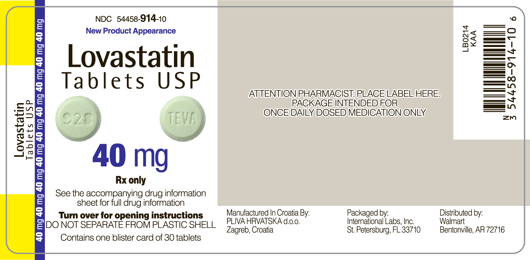 Lovastatin 40 mg (front label)