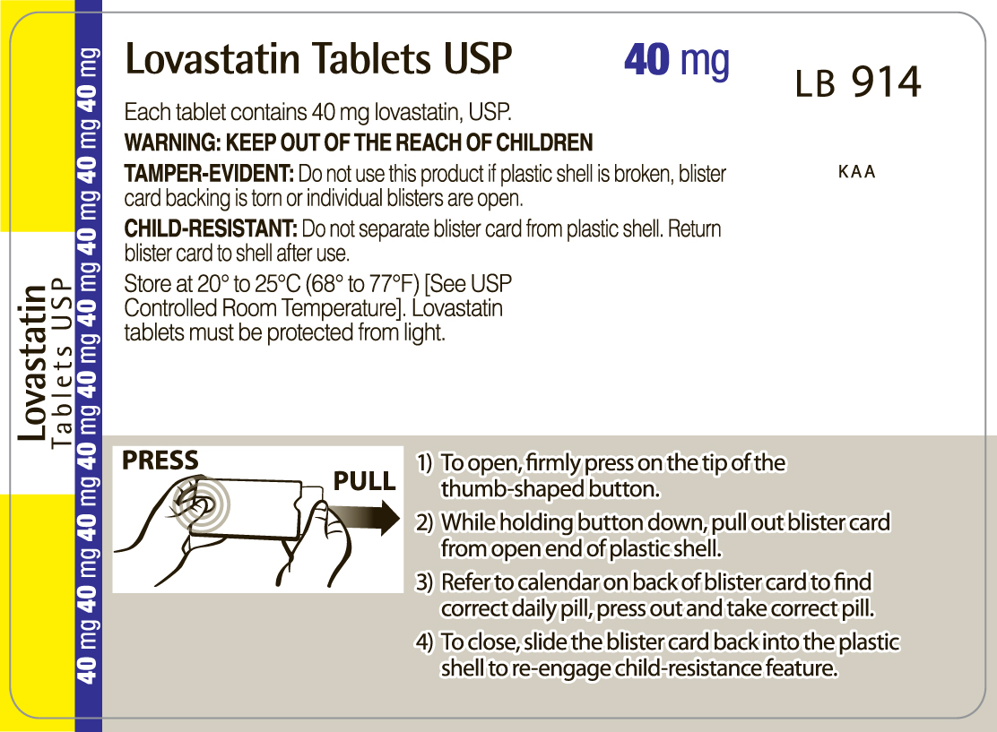 Lovastatin 40 mg (back label)