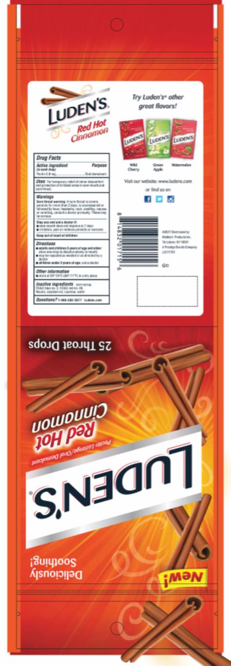 Luden’s
Pectin lozenge/ Oral demulcent
Red Hot Cinnamon
25 Throat Drops
