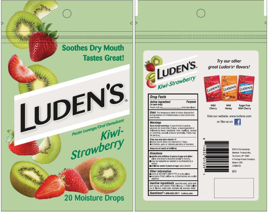 Principle display panel:

LUDEN’S
Kiwi-Strawberry
Pectin Lozenge/ Oral Demulcent 
20 Moisture Drops
