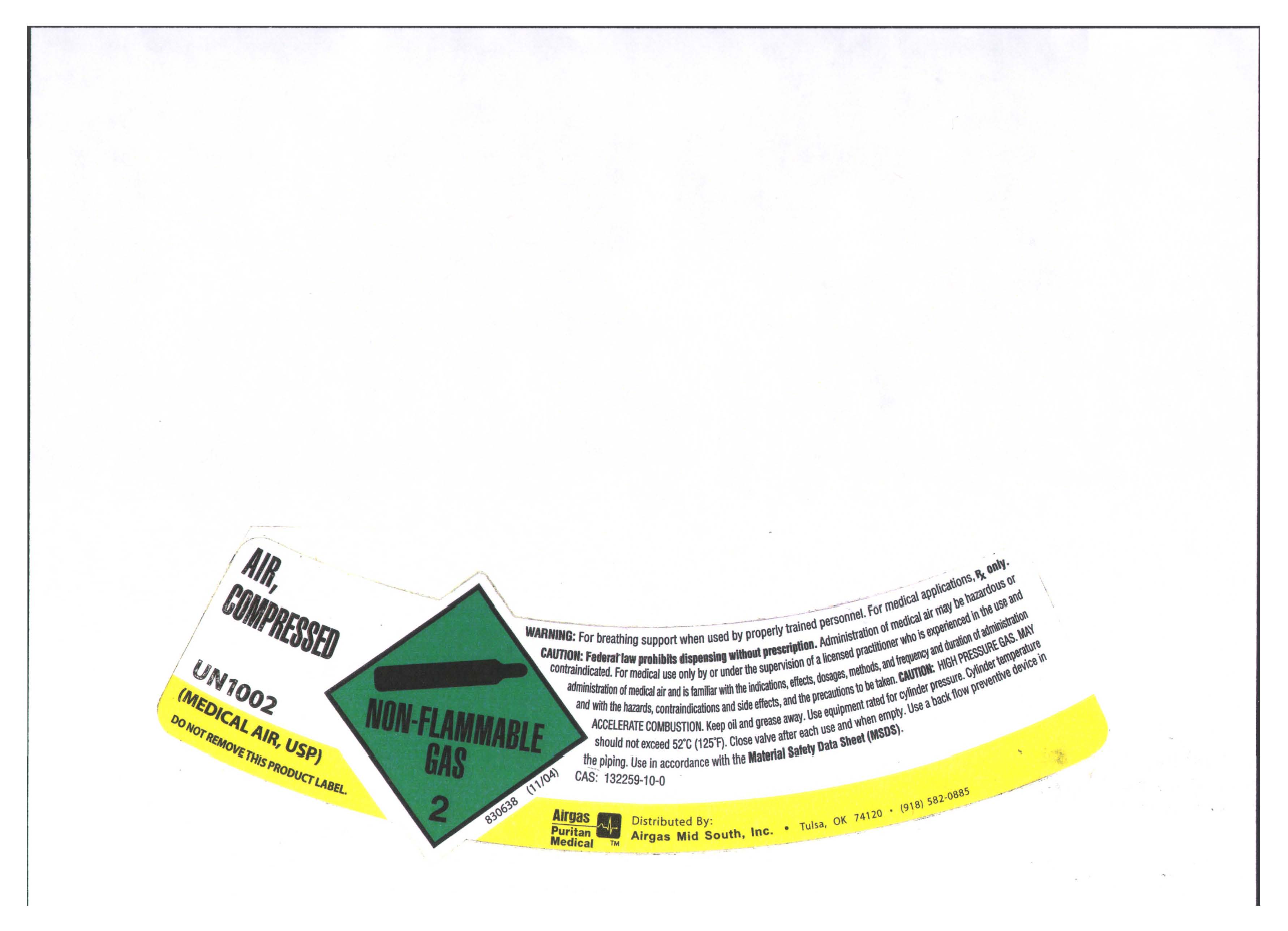 medical air label - scanned image