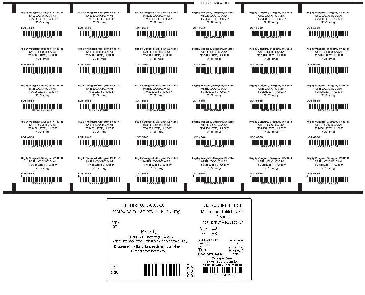 Meloxicam Tablet, USP 7.5mg unit-dose label