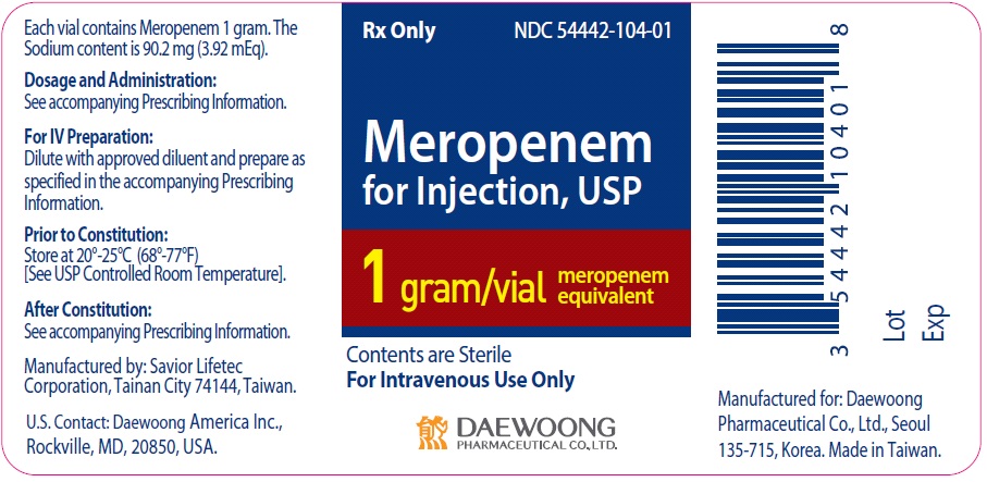 Meropenem for Injection, USP 1 gram/vial Label