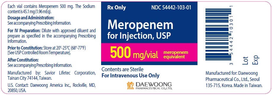 Meropenem for Injection, USP 500 mg/vial Label