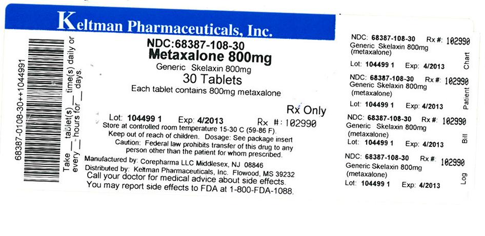 Metaxalone 800 mg Label