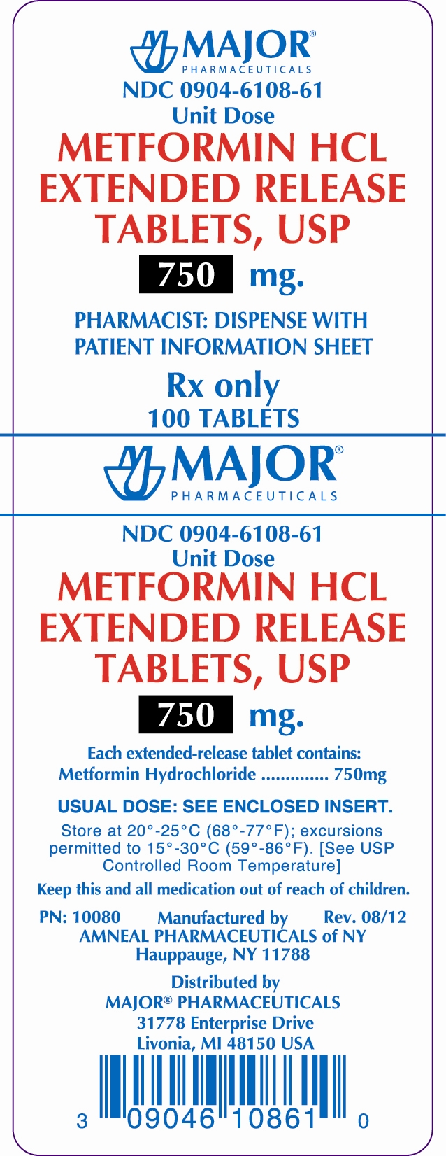 METFORMIN HCL EXTENDED RELEASE TABLETS, USP 750MG
