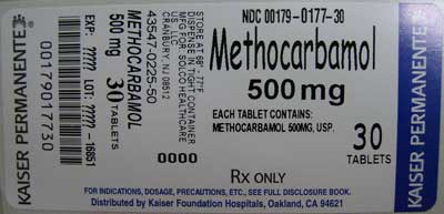 Methocarbamol 500 mg Label