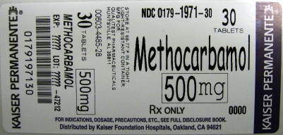 This is an image of the Methocaramol 500mg 30ct label.