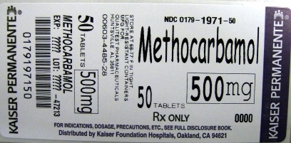 This is an image of the Methocaramol 500mg 50ct label.