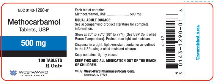 NDC 0143-1290-01 Methocarbamol Tablets, USP 500 mg 100 Tablets Rx Only