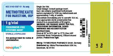 Methotrexate for Injection, USP 1 g/vial Container Label