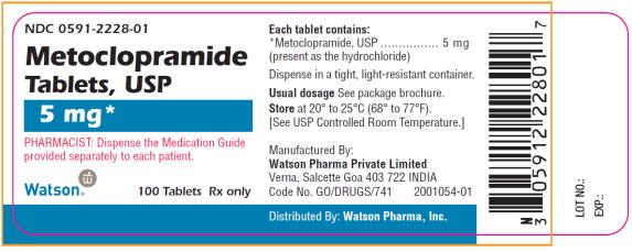 PRINCIPAL DISPLAY PANEL
NDC 0591-2228-01
Metoclopramide Tablets, USP
5 mg 
500 Tablets
Rx Only
