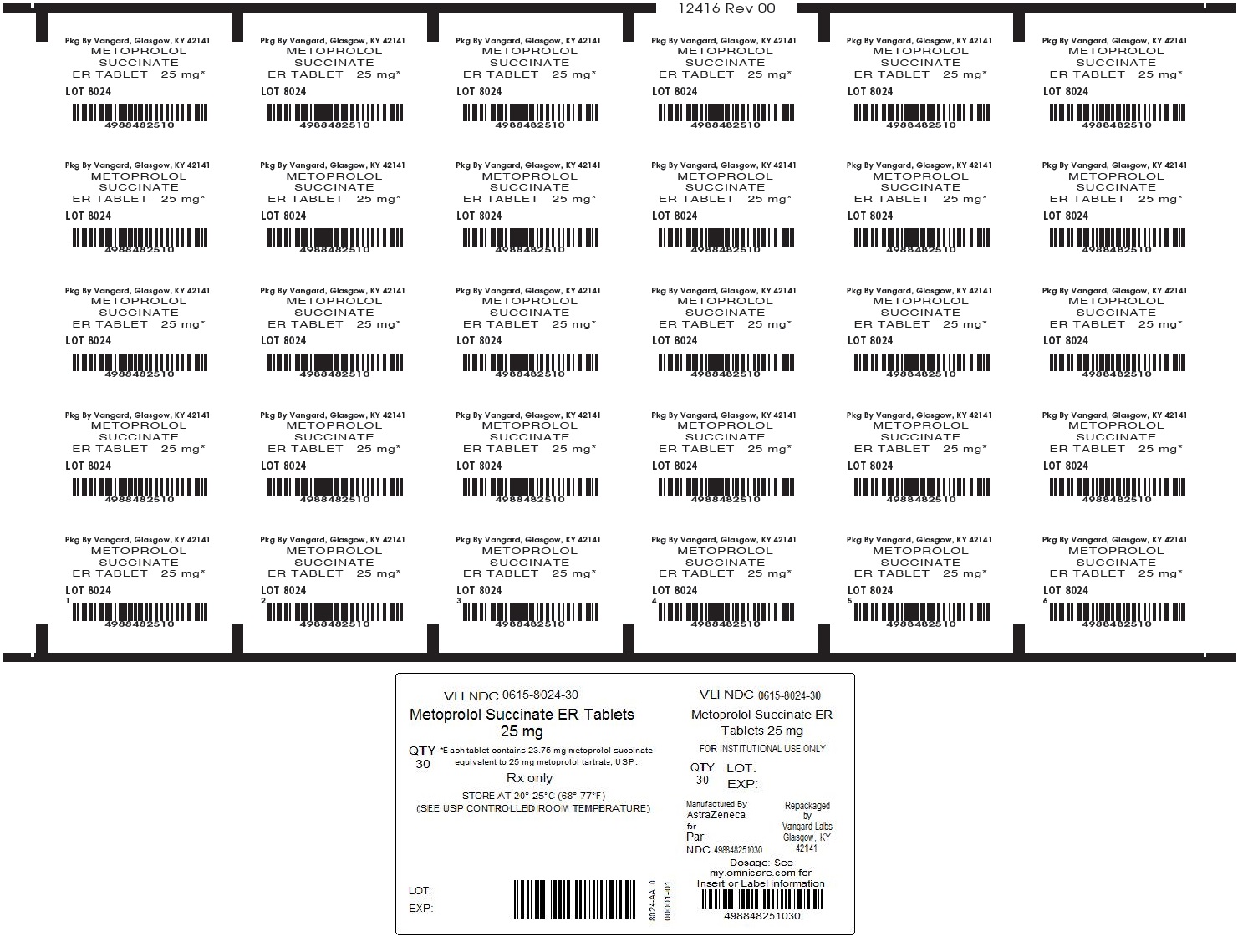 Metoprolol Succinate ER Tablet 25mg unit dose label