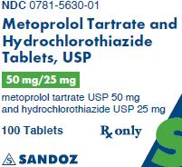 PRINCIPAL DISPLAY PANEL
Package Label – 50 mg/25 mg
Rx Only		NDC 0781-5630-01
Metoprolol Tartrate and 
Hydrochlorothiazide 
Tablets, USP
50 mg/25 mg
metoprolol tartrate USP 50 mg
and hydrochlorothiazide USP 25 mg
100 Tablets
