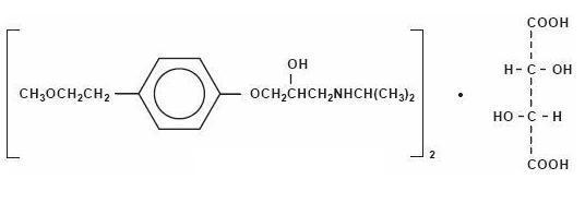 Structural formula of metoprolol tartrate