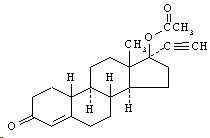 Structural formula for norethindrone acetate