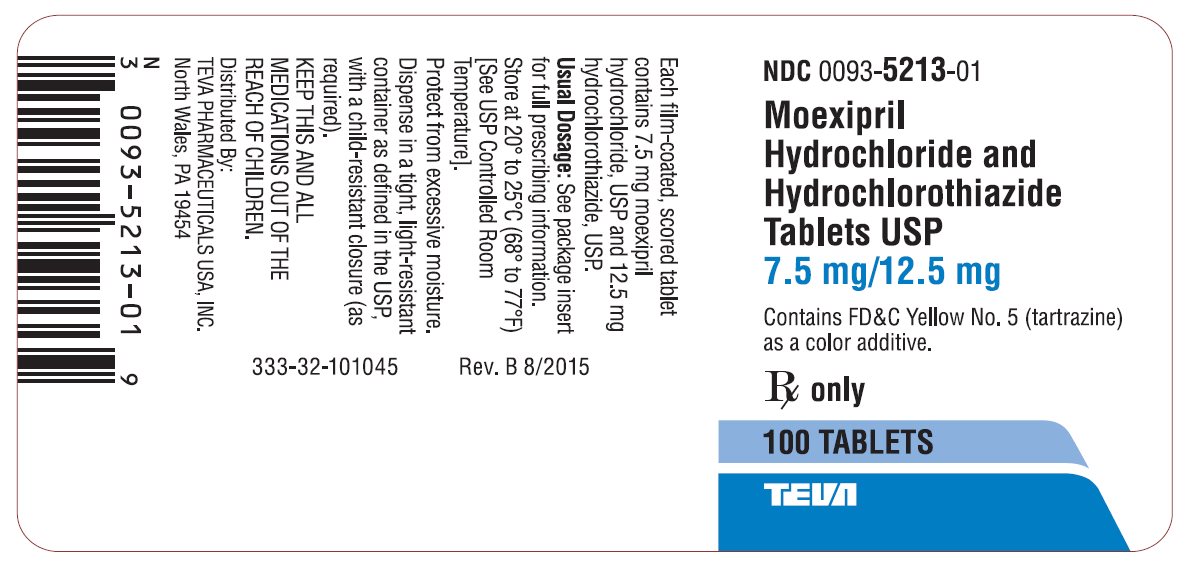 Moexipril Hydrochloride and Hydrochlorothiazide Tablets USP 7.5 mg/12.5 mg 100s Label