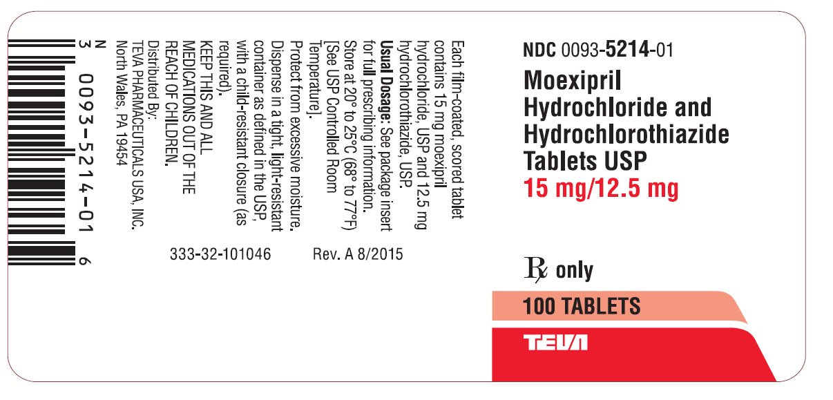 Moexipril Hydrochloride and Hydrochlorothiazide Tablets USP 15 mg/12.5 mg 100s Label