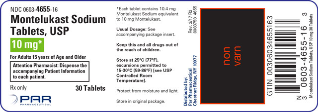 This is a label for Montelukast Sodium Tablets, USP 10 mg 30 Tablets.